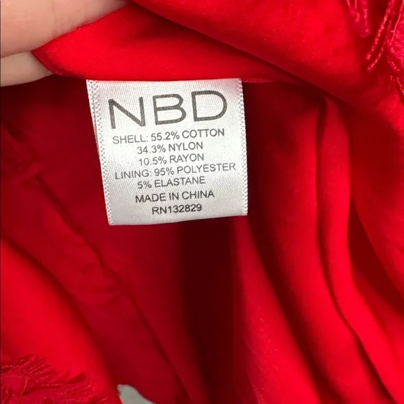 NWT Revolve NBD Champagne Mini Dress Red Lace Size Small Deep V Neck - Picture 4 of 6